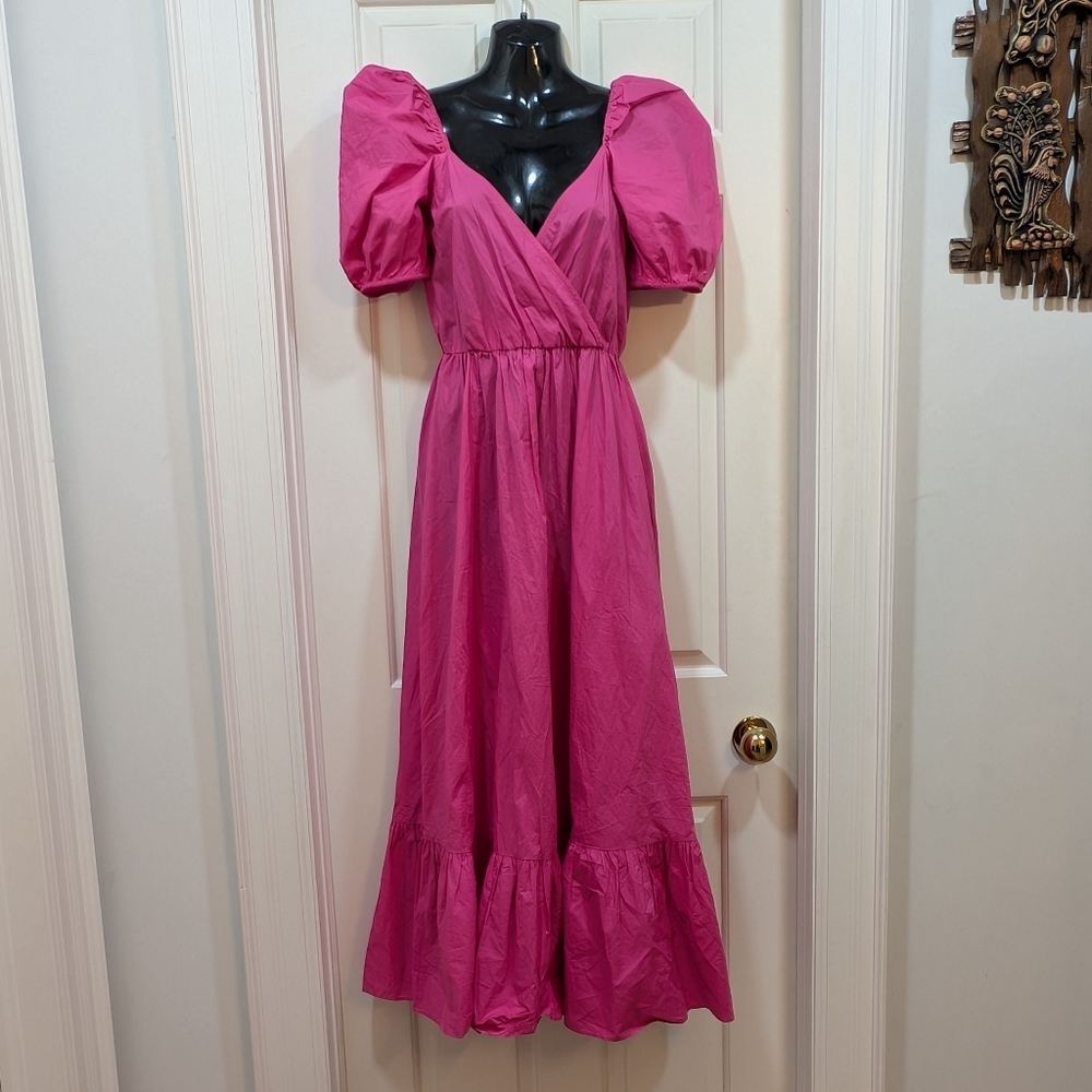 Zara Pink Puff Sleeve Maxi Dress